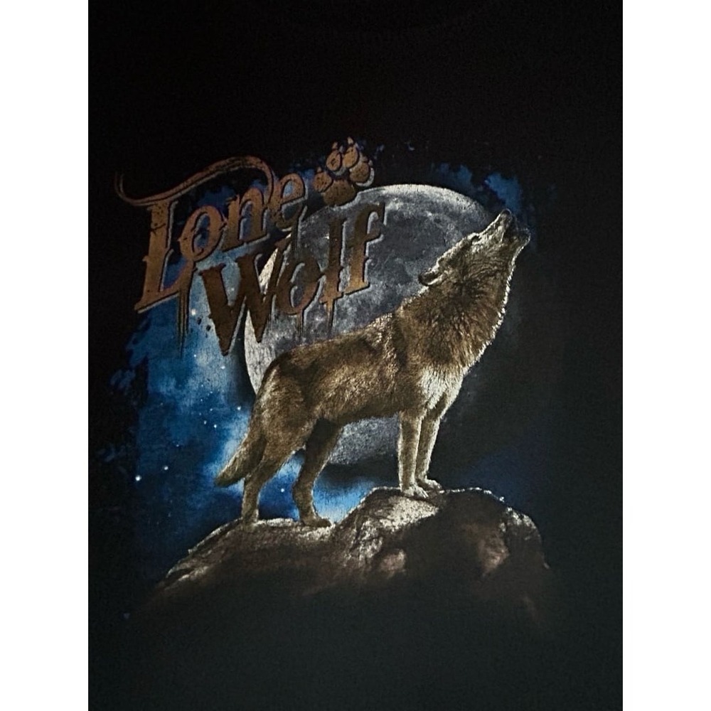 Lone Wolf Graphic Full Moon Howling Wolf T-Shirt Sz Mens XXL No Flaws